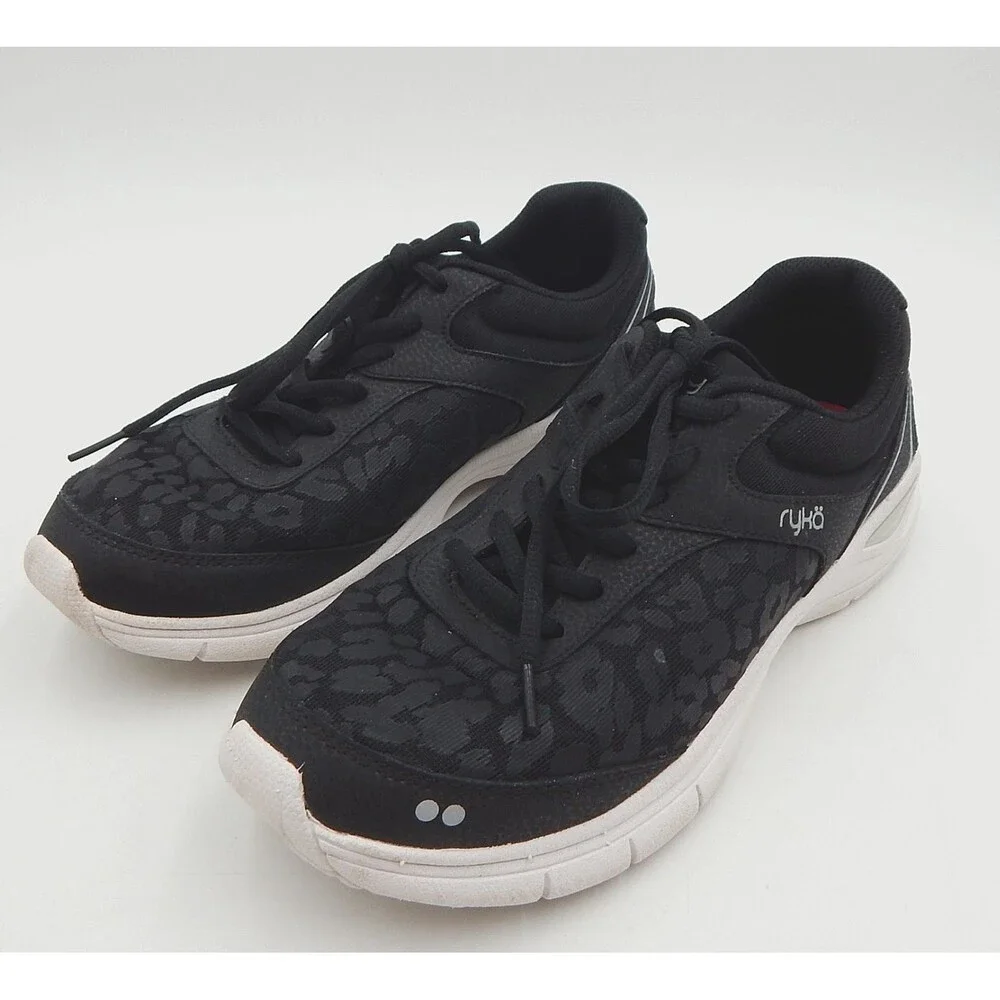 Ryka Rae 3 Leopard Print Black Women's Size 10 Lightweight Memory Foam Sneaker